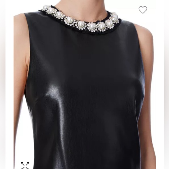 Alice and Olivia faux black leather holiday shift dress - Picture 2 of 4